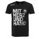 Kempa  MIT HERZ & HAND T-SHIRT schwarz S